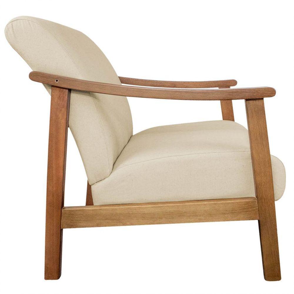 Kit 02 Poltrona Liz Base Madeira Suede Cor Bege - 3