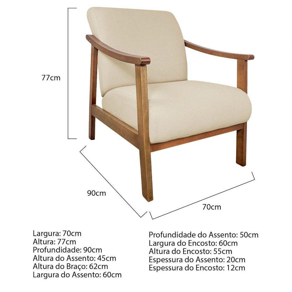 Kit 02 Poltrona Liz Base Madeira Suede Cor Bege - 4