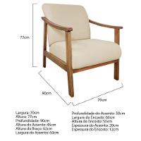 Kit 02 Poltrona Liz Base Madeira Suede Cor Bege