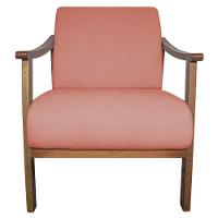 Kit 02 Poltrona Liz Base Madeira Suede Cor Coral - 3