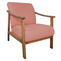 Kit 02 Poltrona Liz Base Madeira Suede Cor Coral