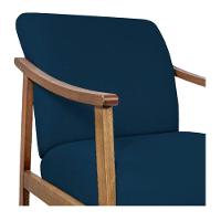 Kit 02 Poltrona Liz Base Madeira Suede Cor Azul Marinho - 2