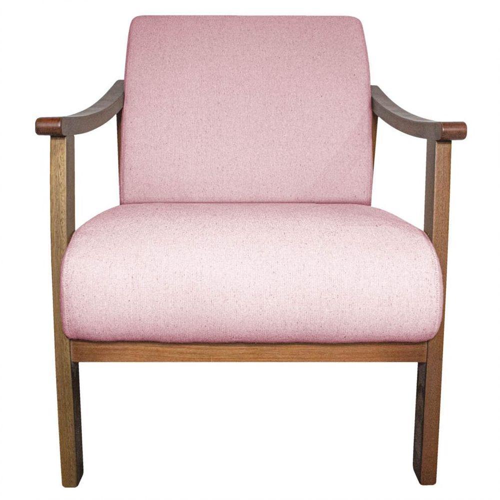 Kit 02 Poltrona Liz Base Madeira Suede Cor Rosa Bebê - 5