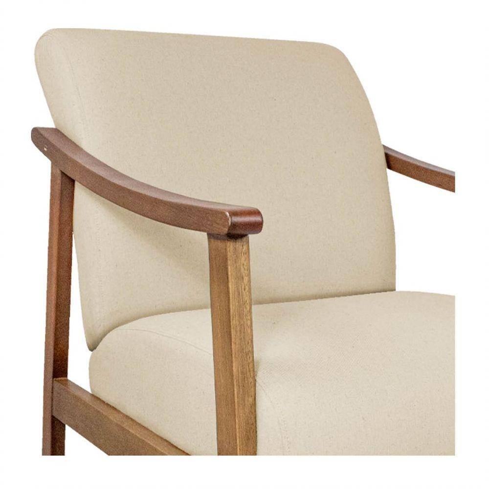 Kit 02 Poltrona Liz Base Madeira Suede Cor Bege - 2