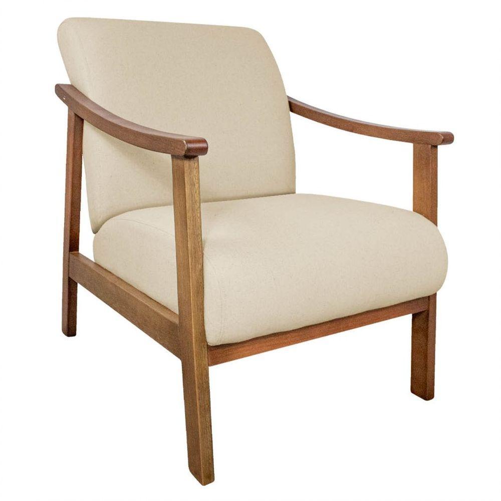 Kit 02 Poltrona Liz Base Madeira Suede Cor Bege - 6