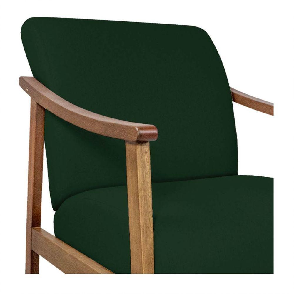 Kit 02 Poltrona Liz Base Madeira Suede Cor Verde - 2