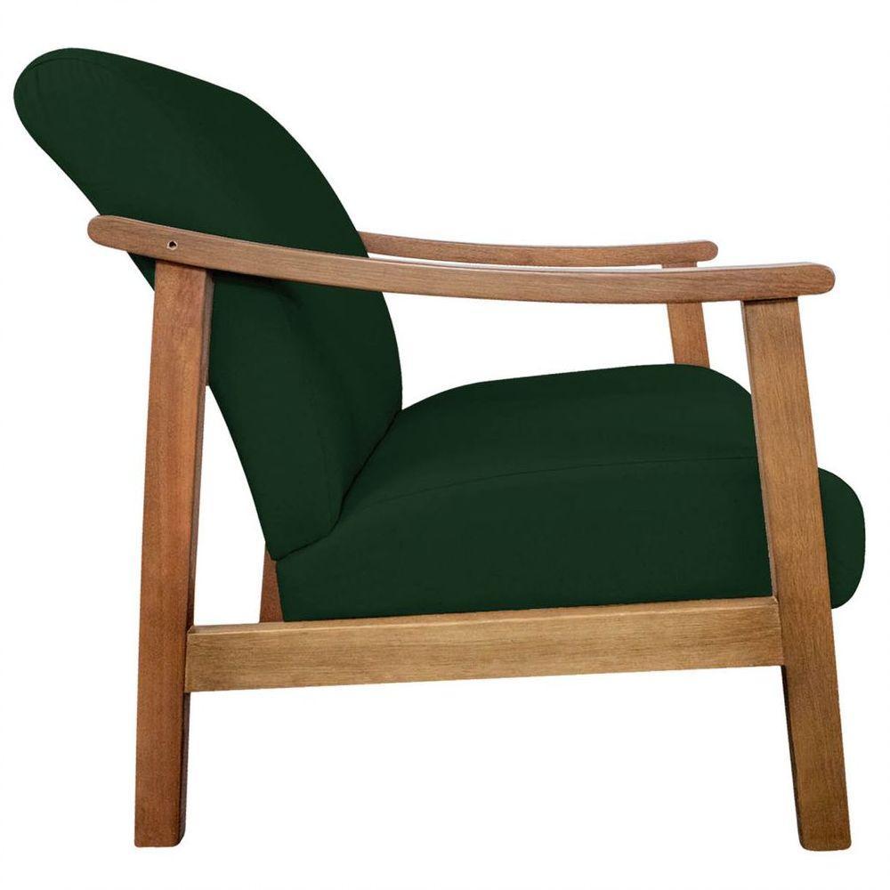 Kit 02 Poltrona Liz Base Madeira Suede Cor Verde - 3