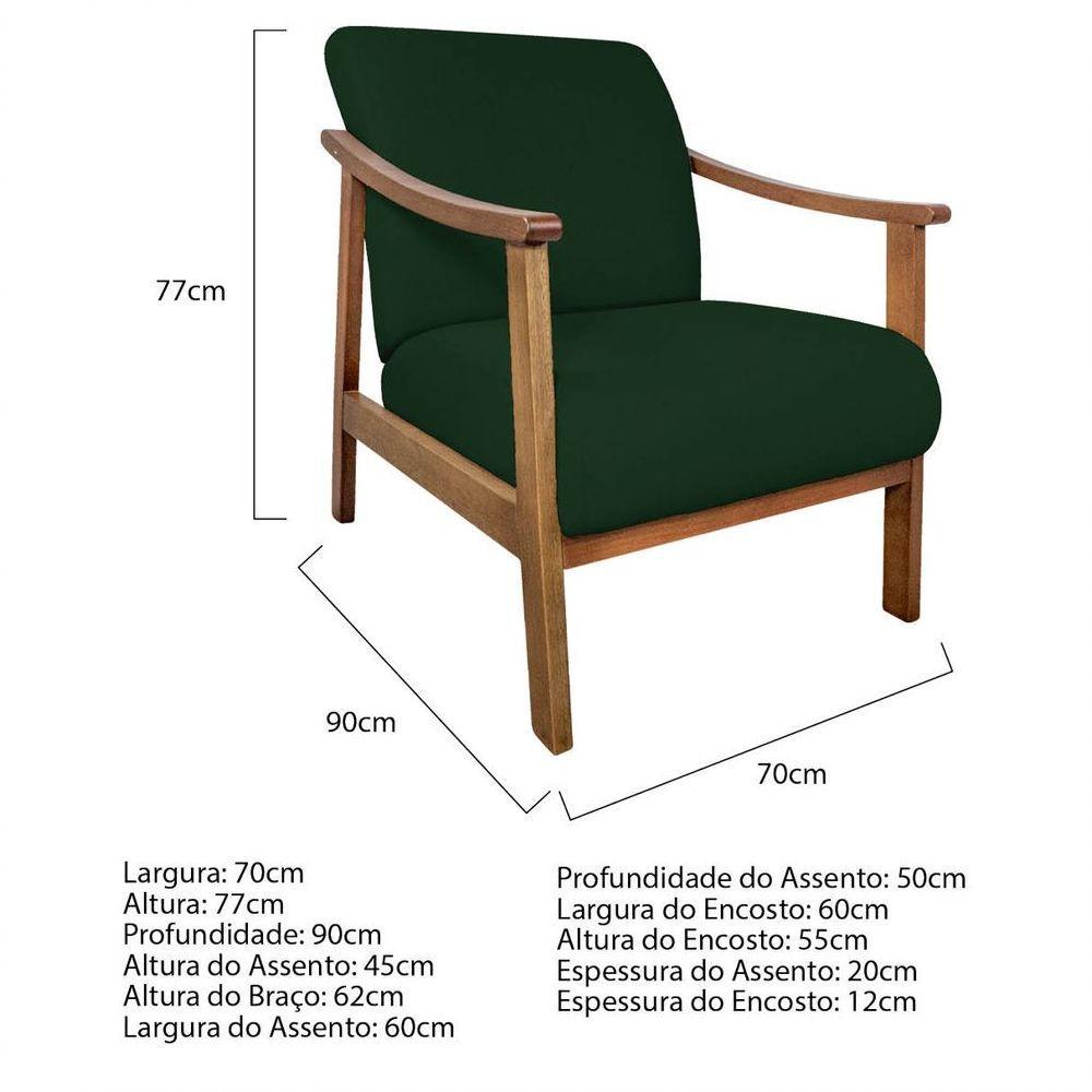 Kit 02 Poltrona Liz Base Madeira Suede Cor Verde - 4