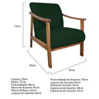 Kit 02 Poltrona Liz Base Madeira Suede Cor Verde