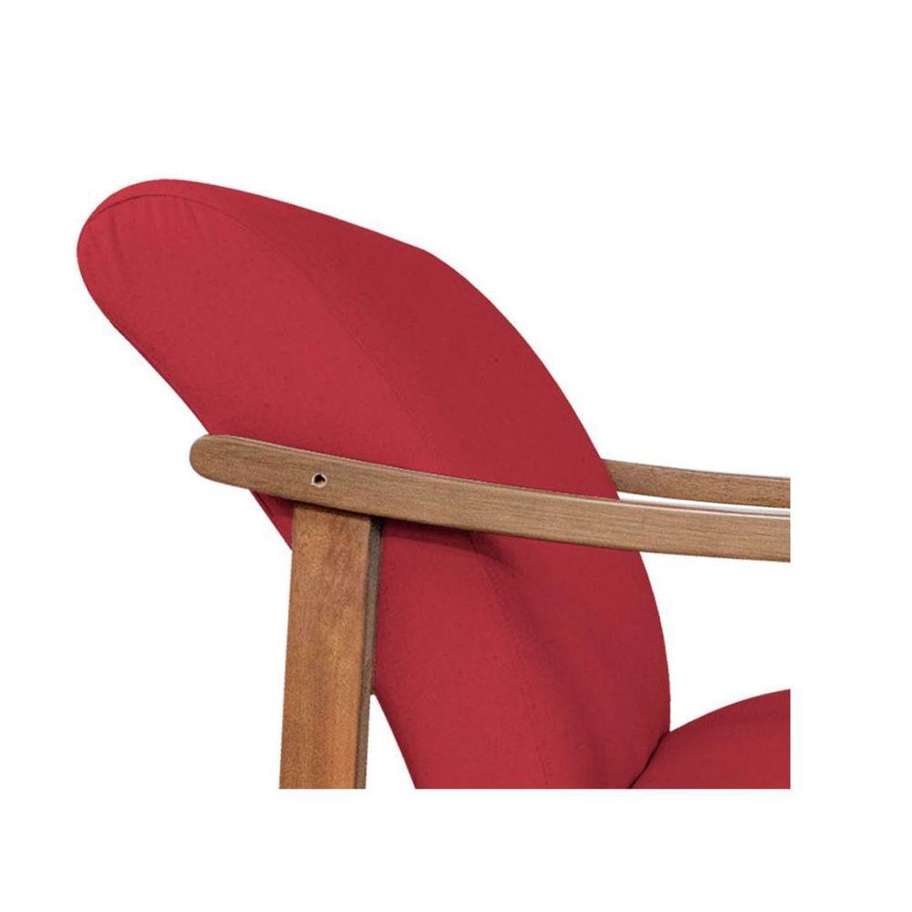 Kit 02 Poltrona Liz Base Madeira Suede Vermelho - 2