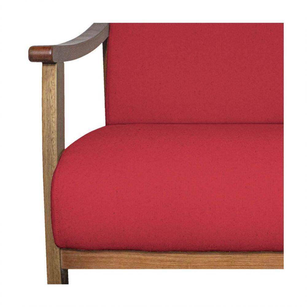 Kit 02 Poltrona Liz Base Madeira Suede Vermelho - 3