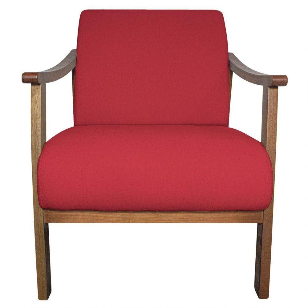 Kit 02 Poltrona Liz Base Madeira Suede Vermelho - 7