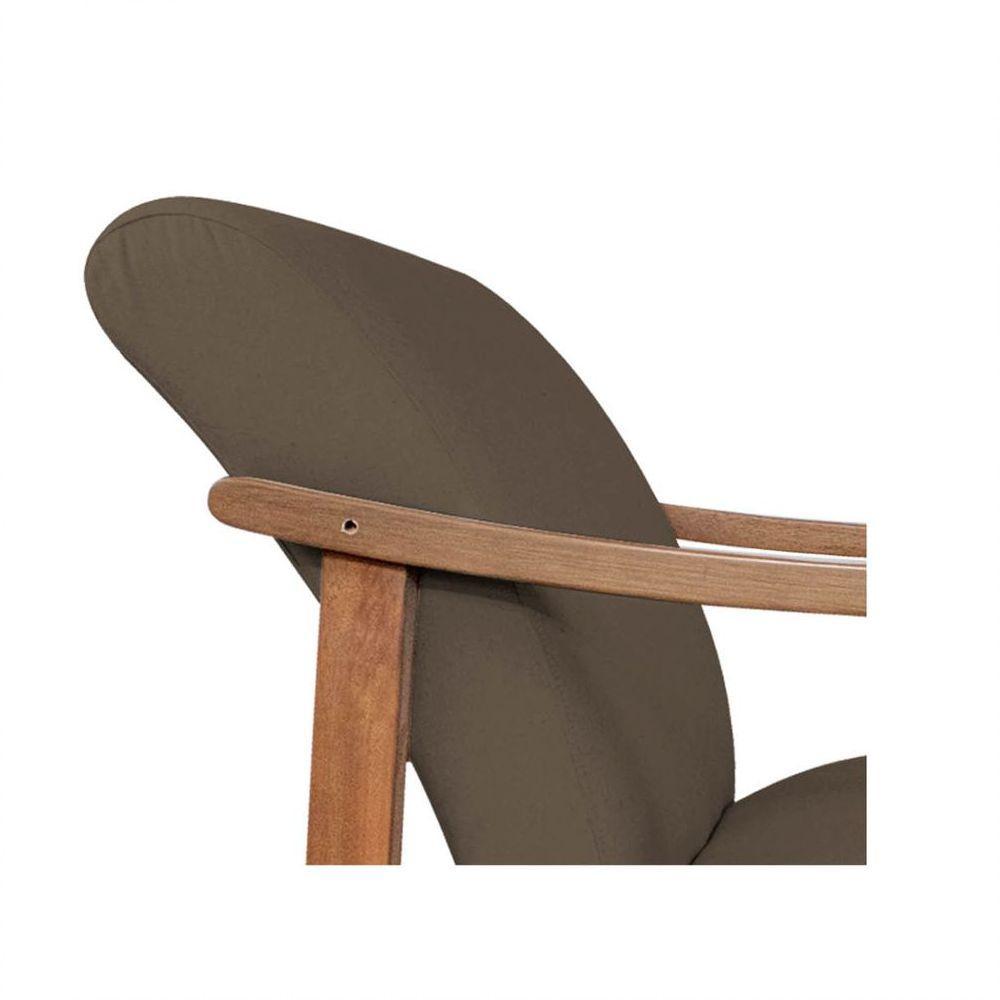 Kit 02 Poltrona Liz Base Madeira Suede Marrom - 2