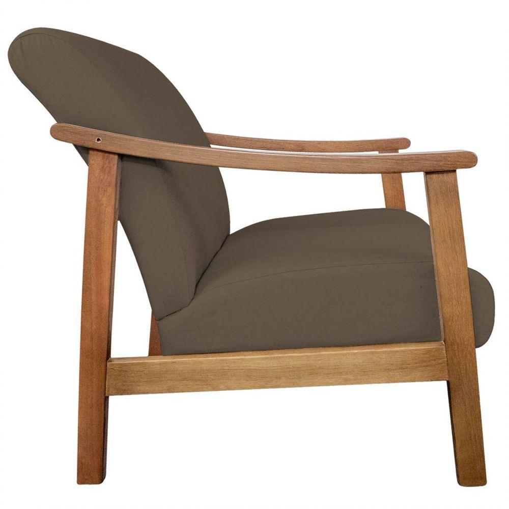 Kit 02 Poltrona Liz Base Madeira Suede Marrom - 5