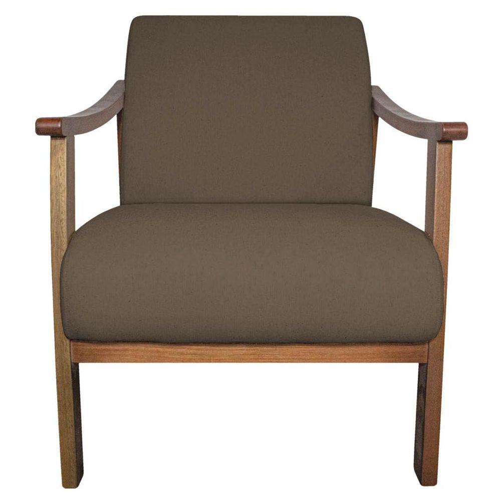 Kit 02 Poltrona Liz Base Madeira Suede Marrom - 7