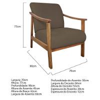 Kit 02 Poltrona Liz Base Madeira Suede Marrom - 6