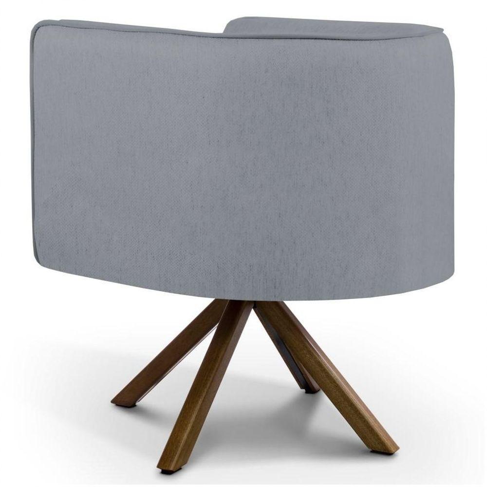 Kit 2 Poltronas Decorativas Base Giromad Madeira Betina C-416 Linho Cinza Escuro - 3