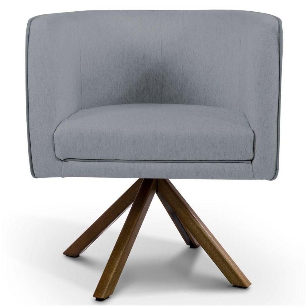 Kit 2 Poltronas Decorativas Base Giromad Madeira Betina C-416 Linho Cinza Escuro - 4