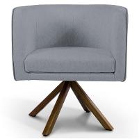 Kit 2 Poltronas Decorativas Base Giromad Madeira Betina C-416 Linho Cinza Escuro - 4