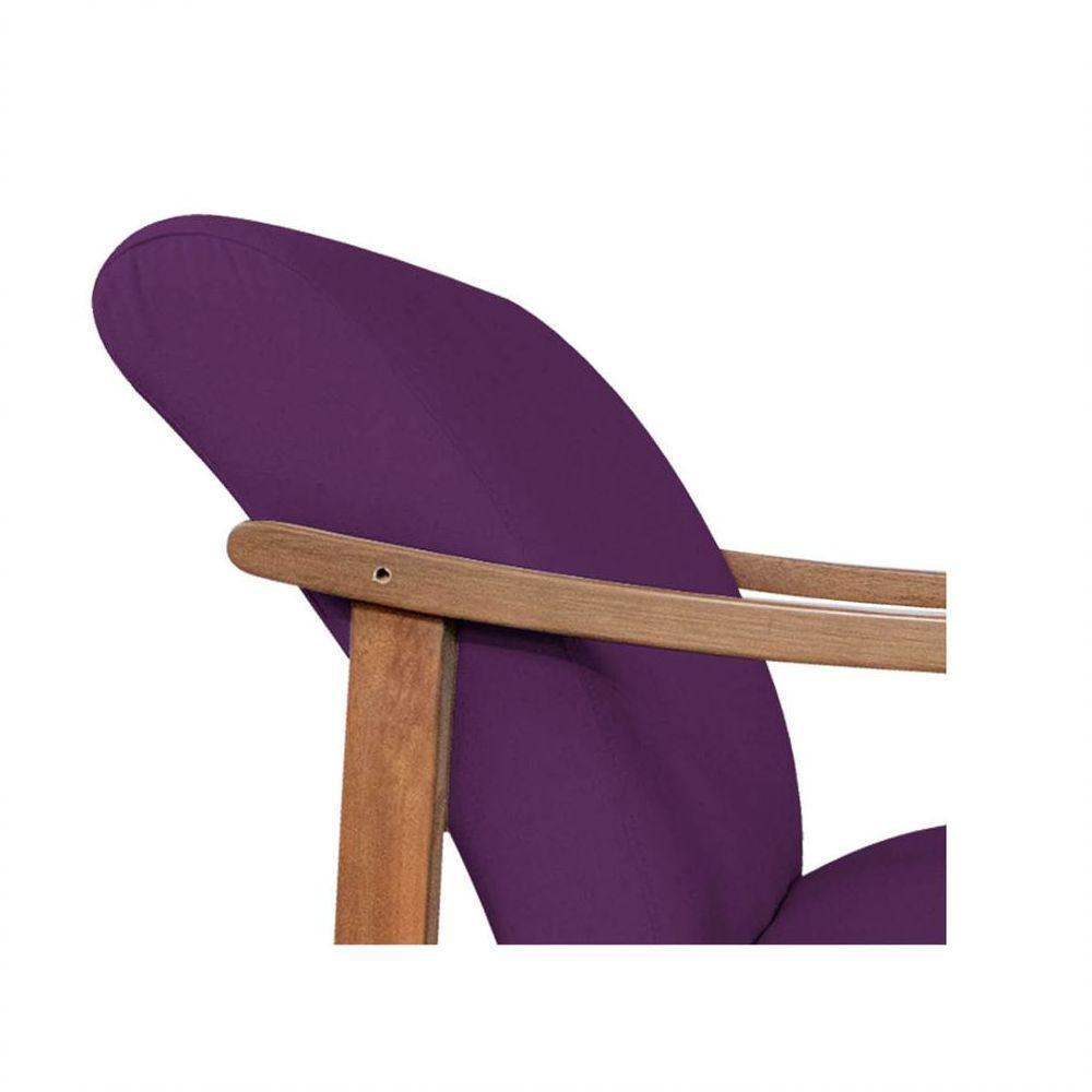 Kit 02 Poltrona Liz Base Madeira Suede Roxo - 2