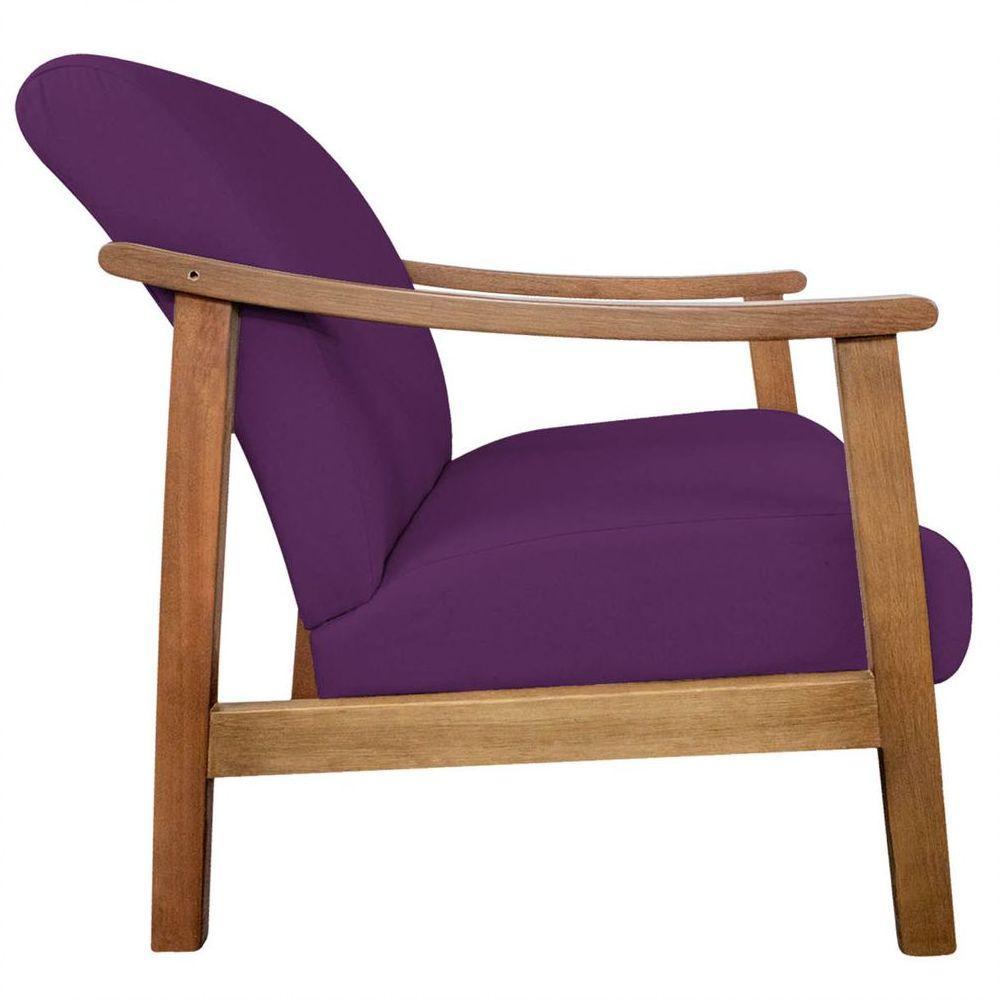 Kit 02 Poltrona Liz Base Madeira Suede Roxo - 5