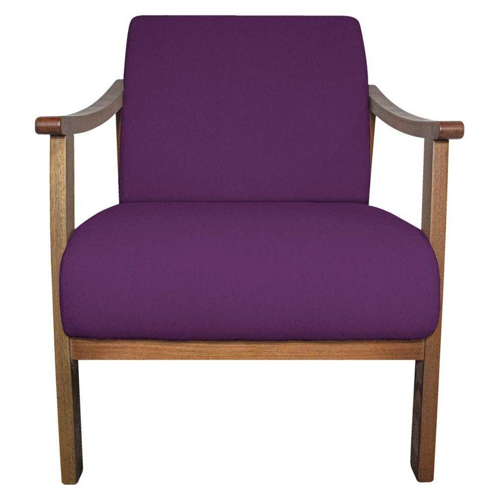 Kit 02 Poltrona Liz Base Madeira Suede Roxo - 7