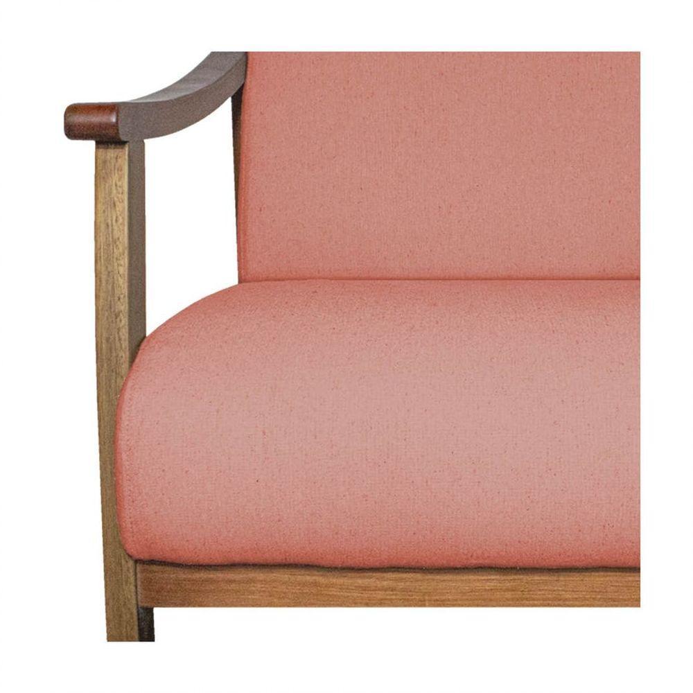 Kit 02 Poltrona Liz Base Madeira Suede Coral - 3