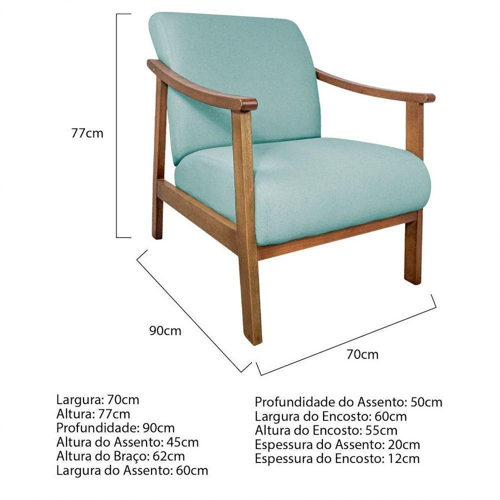 Kit 02 Poltrona Liz Base Madeira Suede Azul Tiffany - 8