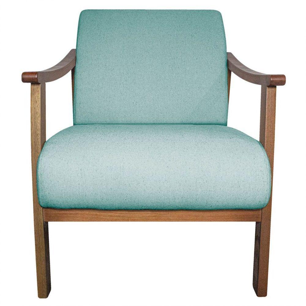 Kit 02 Poltrona Liz Base Madeira Suede Azul Tiffany - 9