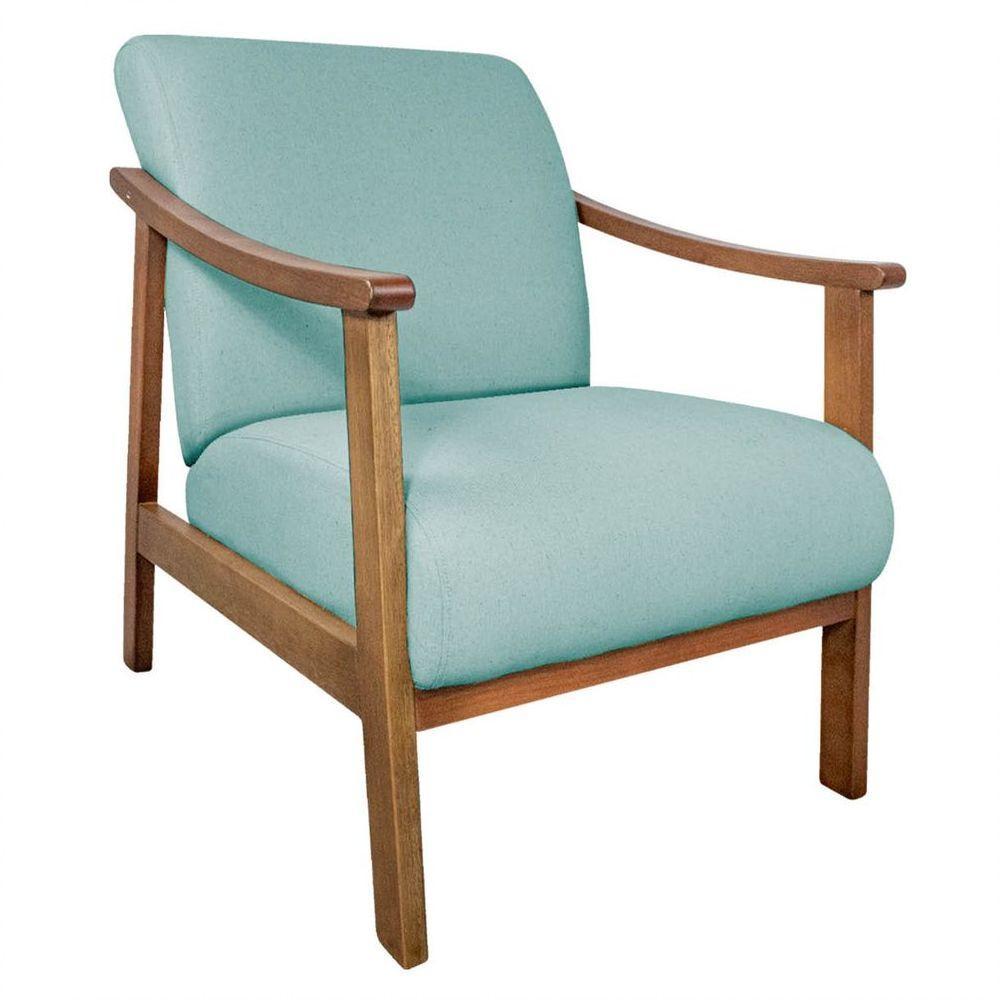 Kit 02 Poltrona Liz Base Madeira Suede Azul Tiffany - 10