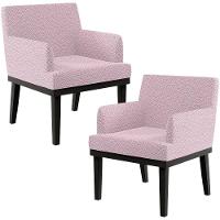 Kit 02 Poltronas Base Preto Beatriz W01 Bouclê Rosê - 1