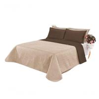 Cobre Leito Cobertor 2 Travesseiros Quarto Casal 2,60x2,40 Cor: Bege Marrom - 1
