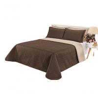 Cobre Leito Cobertor 2 Travesseiros Quarto Casal 2,60x2,40 Cor:marrom Bege - 1
