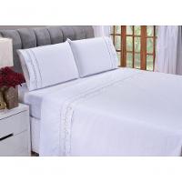 Jogo Lençol Imperial Quarto Casal Padrão Bordado 4 Peças 2fronha Cor: Branco Com Salmão - 8