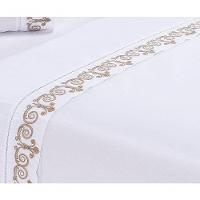 Jogo Lençol Atenas Quarto Casal Queen Bordado 4 Peças 2fronha Cor: Branco Com Rose - 8