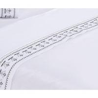 Jogo Lençol Tulipa Quarto Casal Padrão Bordado 4 Peças 2fronha Cor: Branco Com Cinza - 4