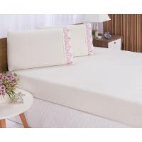 Jogo Lençol Quarto Casal Queen Bordado 3peças Palha Com Rose - 2