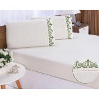 Jogo Lençol Quarto Casal Queen Bordado 3peça Palha Com Verde - 1