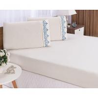 Jogo Lençol Quarto Casal King Bordado 3 Peças Palha Com Azul - 5