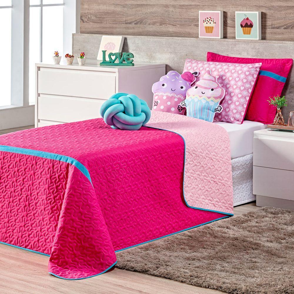 Kit Cobre Leito Cupcake Dupla Face Almofadas Queen 08 Peças - 1