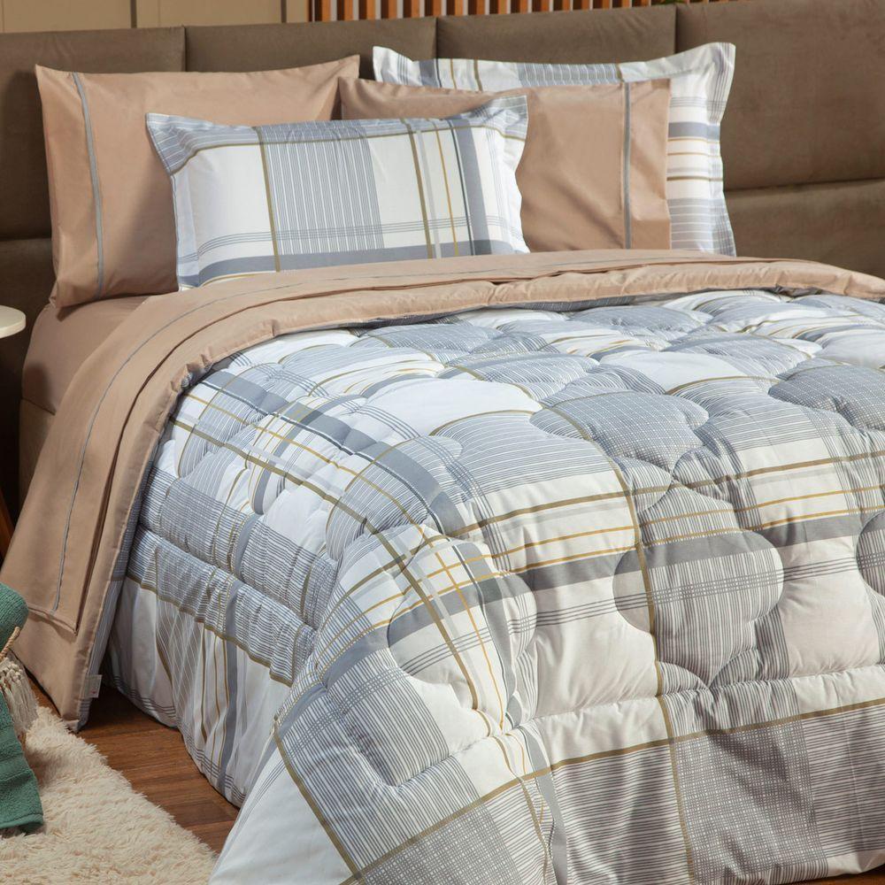 Kit Edredom Casal Padrão 03 Peças Dupla Face Percal 200 Fios - 3