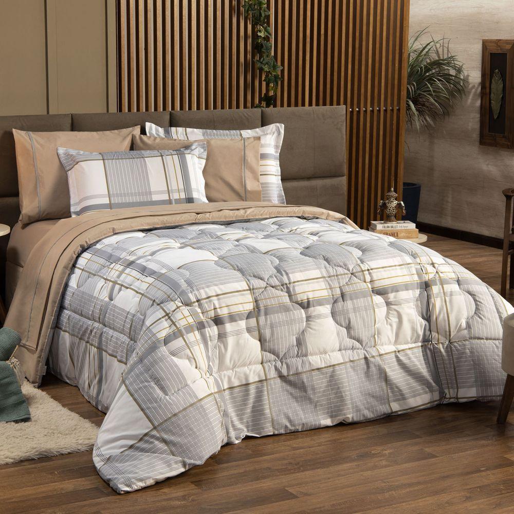 Kit Edredom Queen 03 Peças Dupla Face Percal 200 Fios - 1