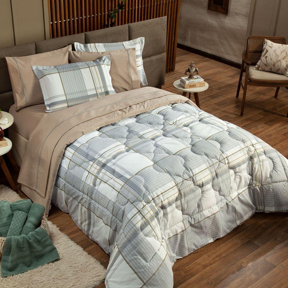 Kit Edredom Queen 03 Peças Dupla Face Percal 200 Fios - 5