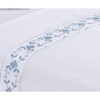 Jogo Lençol Veneza Quarto Casal Queen Bordado 4 Peças 2fronha Cor: Branco Com Verde Musgo - 9