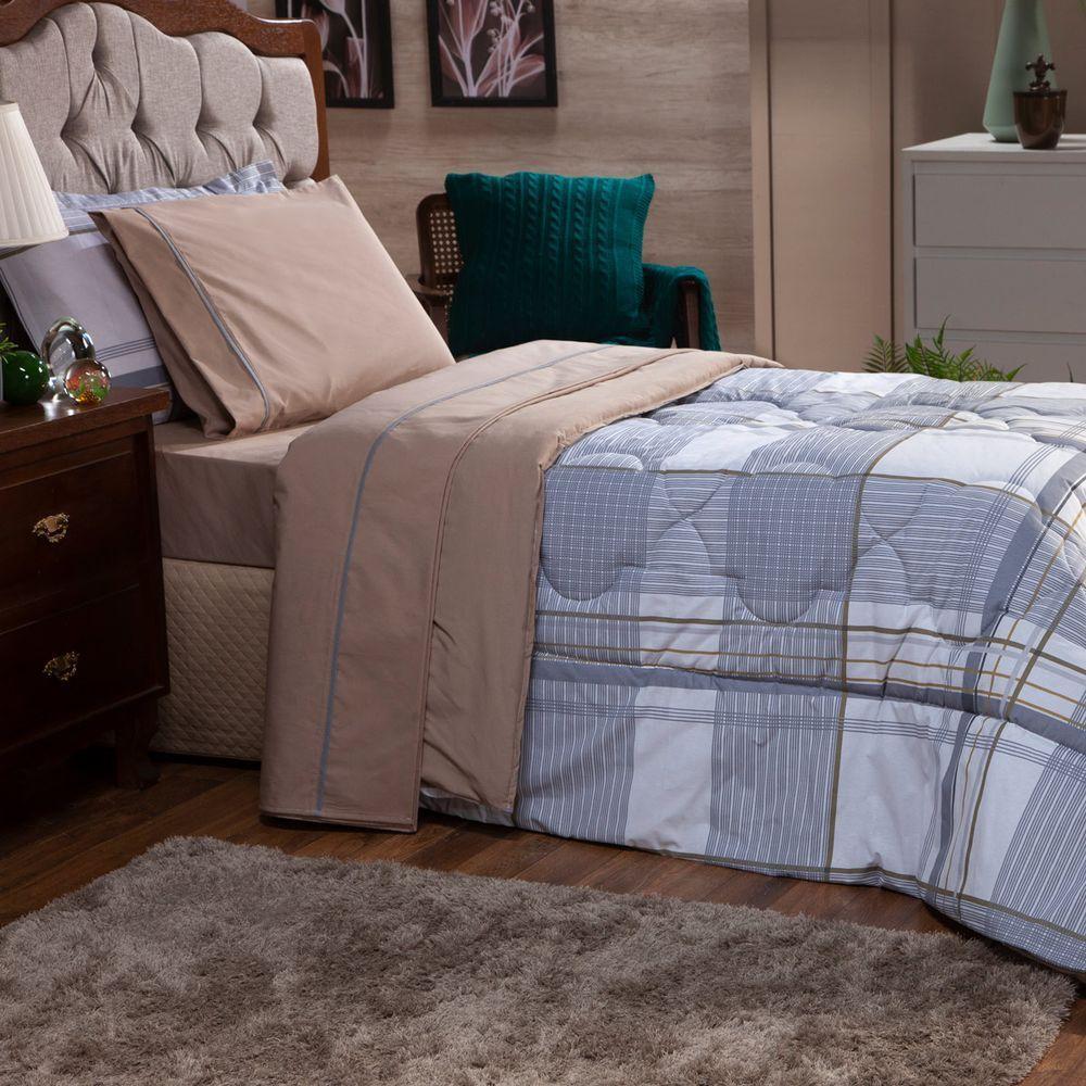 Kit Edredom Solteiro 02 Peças Dupla Face Percal 200 Fios - 2