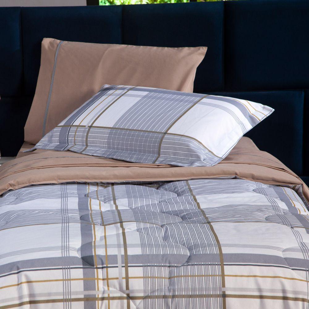 Kit Edredom Solteiro 02 Peças Dupla Face Percal 200 Fios - 4