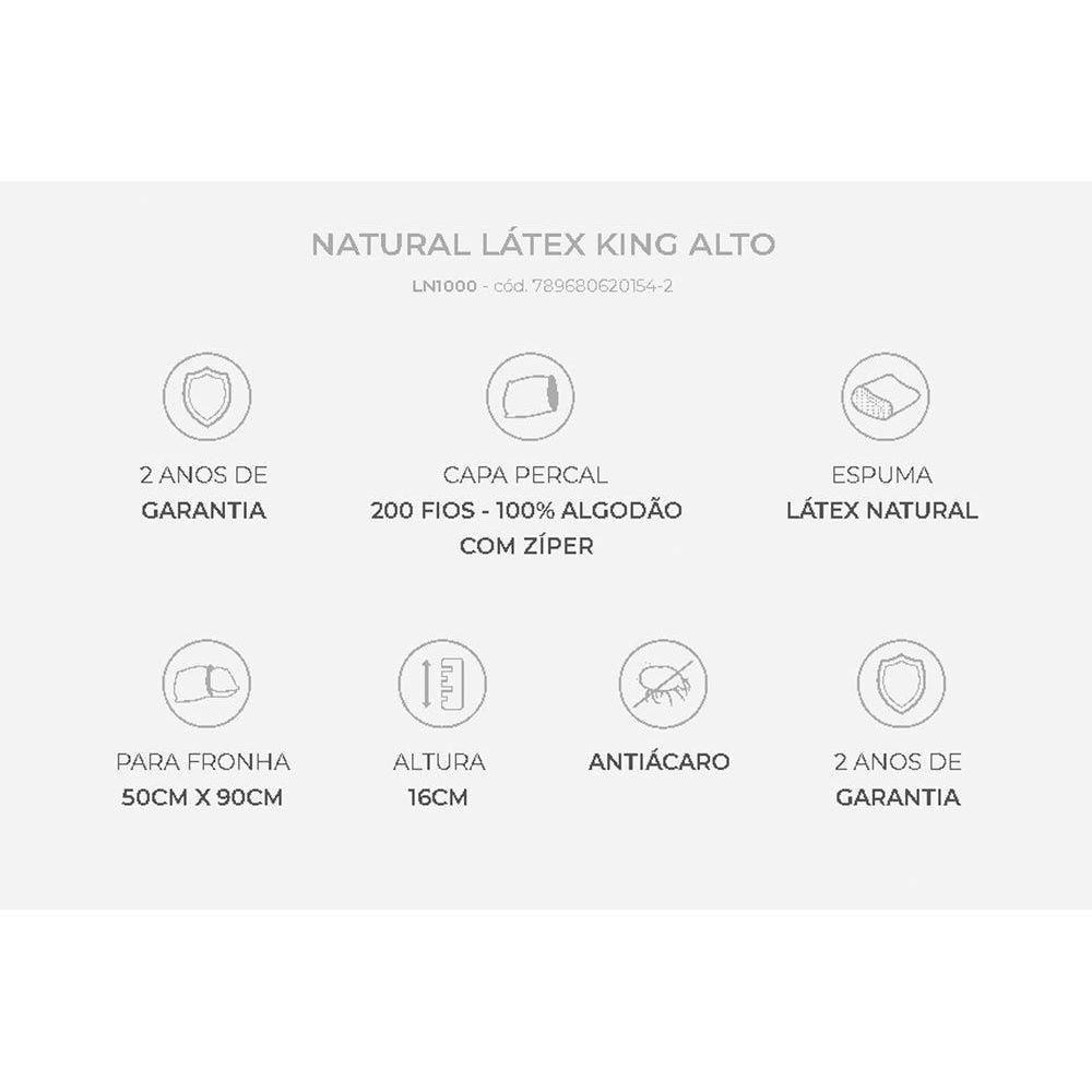 Travesseiro Látex Natural King Alto LN1000 Lavável c/ Capa Percal 200 Fios (90x50) - Duoflex - 4