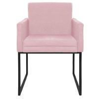 Poltrona Decorativa Bellinha Base de Ferro Preto Suede Rosa Bebê - 6