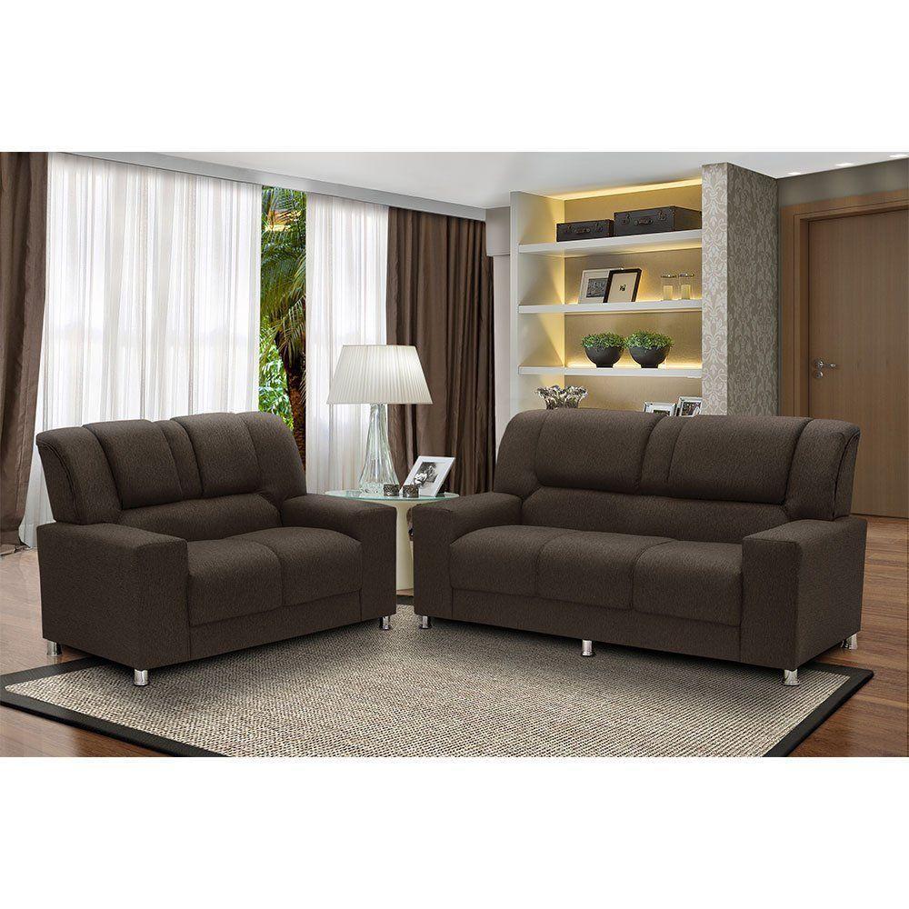 Conjunto Estofado Sandero 2 E 3 Lugares Paraná Marrom - 1