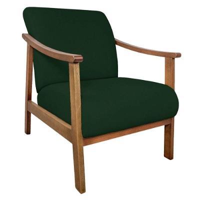 Poltrona Liz Base Madeira Suede Verde